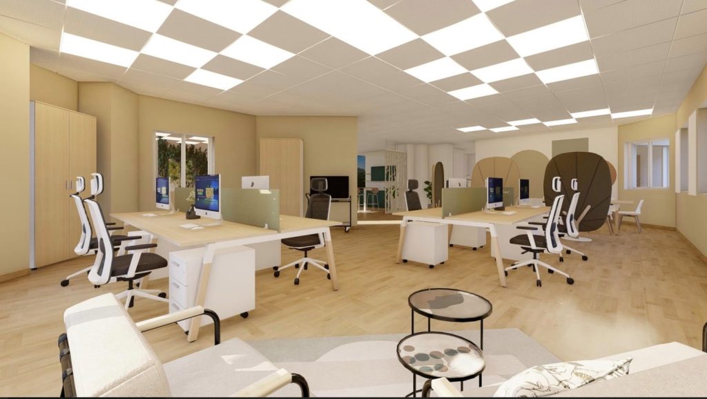 Projet GRTGAZ après l'intervention de Jade et Lou, aménagement des bureaux.