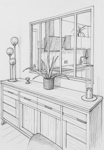 Cuisine et espace de vie par Jade & Lou - croquis