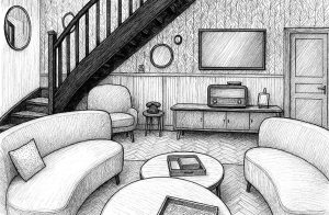 Rénovation salon & salle à manger - croquis par Jade & Lou